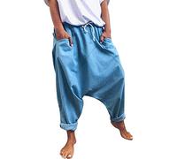 Pantaloni da Donna in Cotone Unisex Harem da Yoga Pantaloni Hip-Hop con Cavallo Basso Pantaloni con Tasche S - XXXL