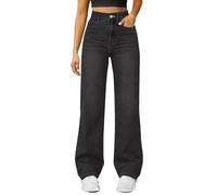 Pantaloni da donna in denim a gamba larga retrò vintage invecchiato tintura cravatta boyfriends jeans alla moda zip off larghi comodi lounge stretch bootcut jeans pantaloni atletici, Grigio, 5XL