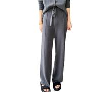 Pantaloni da donna in lana merino, con cuciture medie, casual, morbidi, caldi, in cashmere, Daxiang Grigio, L