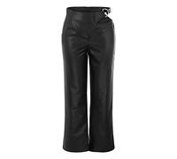 Pantaloni da donna in pelle, a vita alta, casual, con gambe larghe, eleganti, per donne, in similpelle, per il tempo libero, con bottone e chiusura lampo, alla moda, Y2k, O nero., S