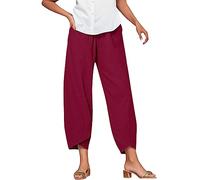 Pantaloni da donna in pelle cintura da calcio colorato mimetico pantaloni tuta elastico in vita basic fessura vestito casual pulsante, vino, XXL