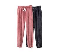 Pantaloni da donna in pile accogliente, morbidi e soffici, caldi pantaloni del pigiama invernali, pantaloni sherpa dalla vestibilità comoda, comodi indumenti per la casa in peluche, ideali per notti
