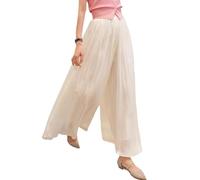 Pantaloni Da Donna In Seta Di Ghiaccio A Gamba Larga, Pantaloni Palazzo Da Donna In Seta Di Ghiaccio, Pantaloni Fluidi A Gamba Larga A Vita Alta, Pantaloni Larghi Leggeri Estivi (Albicocca,3XL)