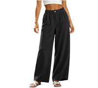 Pantaloni da donna in velluto a coste a vita alta, palazzo, gamba larga