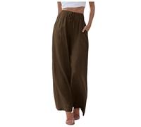 Pantaloni da donna intervista regolabile Airy Chino Floreale Pantaloni Estivi Espandibile Slim Country Jogger Cerniera Bella Baggy Cargo, Caff, S