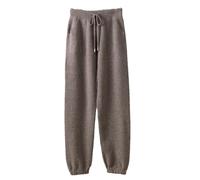 Pantaloni da donna lavorati a maglia Autunno Inverno Percent% Lana Merino Calda Tasca Piccola Gamba Pantaloni, Lighttan, L