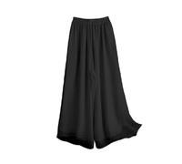Pantaloni da donna Palazzo, lunghezza a vita alta, in chiffon, con gamba larga, eleganti, comodi, da sera, da donna, in tinta unita, per il tempo libero, da jogging e tasche, Nero , 4XL