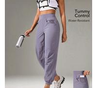 Pantaloni da donna per attività all'aperto, escursionismo e campeggio, resistenti all'acqua, elasticizzati, con controllo della pancia, vita alta, jogger sportivi L,M,S,XL,XSBlocchi di coloreTessuto i