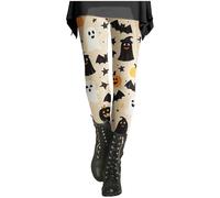 Pantaloni da donna per Halloween, skinny a vita alta, per il tempo libero, elastici, casual, comodi, per il controllo della pancia, per il tempo libero, per la casa, per lo yoga, beige., XL