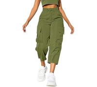 Pantaloni da donna per il tempo libero, casual, comodi, dritti con cintura elastica e tasche, per tutti i giorni, tinta unita, pantaloni capri da donna, tempo libero, ariosi, pantaloni da spiaggia