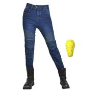 Pantaloni da donna per moto, pantaloni lunghi, pantaloni sportivi da donna, protezione contro le cadute monocolore dilettanti moto con equipaggiamento protettivo 5 pezzi, blu, S