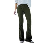 Pantaloni da donna svasati in velluto a coste elastico in vita pantaloni da donna Bootcut Cord pantaloni invernali moda vintage velluto a coste pantaloni svasati tinta unita Y2k pantaloni a campana
