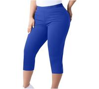 Pantaloni da donna UK Plus Size Yoga Leggings casual elastico in vita pantaloni ritagliati lunghezza ginocchio pantaloni da allenamento per le donne, Blu, 5XL