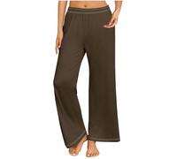 Pantaloni da ginnastica da donna, ricamati, oversize, classici, petite, eleganti, floreali, eleganti, con coulisse, per escursionismo, palestra, da donna, Caff, S