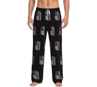 Pantaloni da iama da uomo con bandiera americana e nastro rosa per la cons