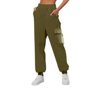Pantaloni da jogging Cargo a vita alta da donna Slacks Casual Portafoglio Abbigliamento Tinta unita Gamba Stretto Esterno Tuta Multitasche XXXL Pantaloni Sportivi Donna Grande, AD, M