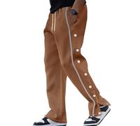 Pantaloni Da Jogging da Basket Casual Con Coulisse E Elastico In Vita Da Uomo con Spacchi Laterali E Bottoni Automatici con Tasche,Caramel,XL