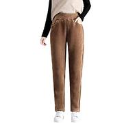 Pantaloni da jogging da donna, caldi, grandi dimensioni: pantaloni in pile, da donna, invernali, imbottiti, in velluto a coste ispessiti, morbidi, in vita elasticizzata, con tasca, Braun69, M