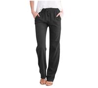 Pantaloni da jogging da donna con tasche comode da allenamento casual da salotto pantaloni da tuta con coulisse elastico in vita pantaloni da salotto gamba dritta ampia tuta elastica Activewear, Nero