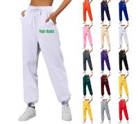 Pantaloni da Jogging da Donna con Testo del Nome Ricamato Pantaloni da Jogging da Donna Personalizzati con Tasche Pantaloni in Vita con Coulisse Casual Comfort Multicolore S-3Xl