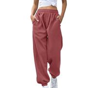 Pantaloni da jogging da donna elasticizzati a vita alta pantaloni della tuta tinta unita pantaloni da jogging larghi a gamba larga con tasche comodi invernali caldi gamba dritta joggers casual