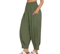 Pantaloni da jogging da donna elasticizzati a vita alta, tinta unita, casual, con tasche, polsini elastici a tutta lunghezza, comodi, ideali per l'uso quotidiano o all'aperto, 01 verde., L