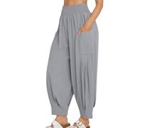 Pantaloni da jogging da donna elasticizzati a vita alta, tinta unita, casual, con tasche, polsini elastici a tutta lunghezza, comodi, ideali per l'uso quotidiano o all'aperto, 01 grigio., XL