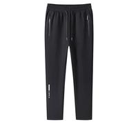 Pantaloni da jogging da donna, elasticizzati, in cotone, taglia grande, taglio dritto, per il tempo libero, estivi, leggeri, con tasche con cerniera, pantaloni rilassanti, Nero , 6XL