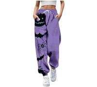 Pantaloni da jogging da donna, grandi dimensioni, divertenti, motivo zucca, pantaloni sportivi da donna, in cotone, per Halloween, con tasche, pantaloni in tessuto, per il tempo libero, Y2k Streetwear