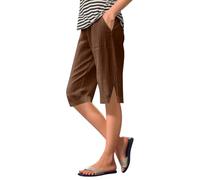 Pantaloni da jogging da donna, pantaloni estivi casual, pantaloni estivi da donna, elastico in vita, comodi da indossare, pantaloni eleganti con orlo diviso, per abiti da vacanza, marrone, S