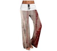 Pantaloni da jogging da donna, per Halloween, divertenti, con stampa sanguinosa, elasticizzati, per Halloween, per il tempo libero, con tasche, per il tempo libero, Y2k Streetwear, rosso vivo, XXL