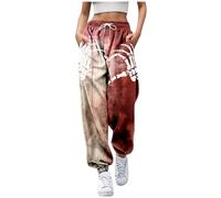 Pantaloni da jogging da donna, taglie grandi, con problemi risolti, modello sportivo, da donna, con stampa sanguinosa, per Halloween, con tasche, pantaloni in tessuto, per il tempo libero, Y2k