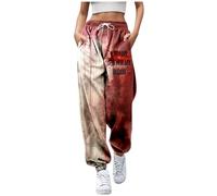 Pantaloni da jogging da donna, taglie grandi, con problemi risolti, modello sportivo, da donna, con stampa sanguinosa, per Halloween, con tasche, pantaloni in tessuto, per il tempo libero, Y2k
