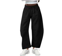 Pantaloni da Jogging da Donna Y2K Cotone Comodi Pantalone Tuta Solid Larghi Larga Dritta Palazzo Pantaloni a Vita Alta Elasticizzati Casual con Tasche Adatti a Tutte Le Forme di Gamba