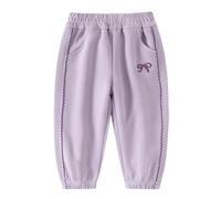 Pantaloni da jogging da ragazza, comodi, sportivi, con elastico in vita sulle gambe, pantaloni da allenamento, casual, retrò, a contrasto, con logo, per lezioni di sport, Stile-e03 viola, 7-8 Anni