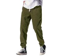 Pantaloni da jogging da uomo, a nido d'ape, lunghi, con tasche, elasticizzati, in vita chino, per autunno e inverno, caldi, per il tempo libero, O verde, M