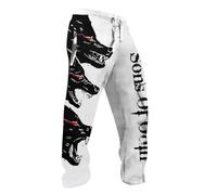 Pantaloni da jogging da uomo con motivo fenrir-lupo: pantaloni bianchi per il tempo libero con scritta Sons of Odin e lupi nordici, cupi vestiti vichinghi per uomo, Stile A01 Bianco, L