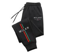 Pantaloni da jogging da uomo lunghi con stampa milan, pantaloni da allenamento, per autunno e inverno, in Italia, caldi, per attività all'aria aperta, da uomo, antivento, traspiranti, da corsa, dritti