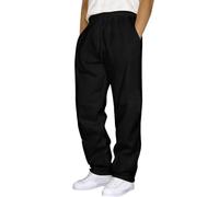Pantaloni da jogging da uomo, lunghi, elasticizzati, classici, in tinta unita, da yoga, leggeri, per il tempo libero, alla moda, con elastico in vita, Nero , L