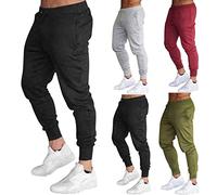 Pantaloni da jogging da uomo, per gambe lunghe, da fitness, da uomo, per palestra, da jogging, per il tempo libero, leggeri, con coulisse, elasticizzati, in vita, Nero , s