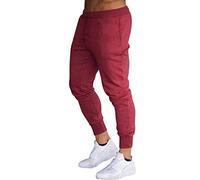 Pantaloni da jogging da uomo, per gambe lunghe, da fitness, da uomo, per palestra, da jogging, per il tempo libero, leggeri, con coulisse, elasticizzati, in vita, Colore: rosso, L