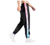 Pantaloni da jogging da uomo, per riabilitazione, da donna, laterali, con bottoni a pressione, per il fitness, per il tempo libero, con bottoni sul lato, nero-a, XXL