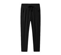 Pantaloni da jogging elasticizzati per uomo, in cotone, vestibilità dritta, per il tempo libero, estivi, leggeri, con tasche con chiusura lampo, Nero , 8XL