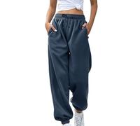 Pantaloni da jogging in cotone, a gamba larga, lunghi, da donna, in cotone, con tasca, morbidi, pantaloni da allenamento, con coulisse, pantaloni da yoga, pantaloni da fitness, pantaloni elasticizzati