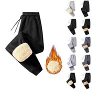 Pantaloni da jogging invernali caldi, da donna, pantaloni a portafoglio da donna, con tasche, foderati in pile per bambini, spessi, vestiti, baggy loungewear, Nero , XXXL