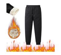 Pantaloni Da Jogging Invernali Da Uomo, Foderati Termicamente, Foderati In Pile Della Tuta Caldi Da Allenamento Sportivi Traspiranti Con Tasca Con Cerniera Da Esterno Dalla S Alla 7XL(Black A,XXL)