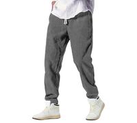 Pantaloni Da Jogging Larghi Elasticizzati Da Uomo In Tessuto Di Velluto A Coste Tuta Autunno Inverno Casual Elastico In Vita For Il Tempo Libero Larghi Gamba Dritta pantaloni della tuta(Gray,S)