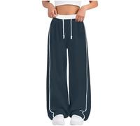 Pantaloni da jogging larghi per ragazze adolescenti a gamba larga con striscia laterale per bambini estate scuola pantaloni della tuta da corsa atletica pantaloni lunghi palestra sport alla moda