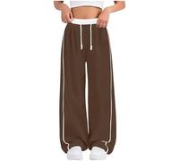 Pantaloni da jogging larghi per ragazze adolescenti a gamba larga con striscia laterale per bambini estate scuola pantaloni della tuta da corsa atletica pantaloni lunghi palestra sport alla moda