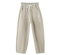 Pantaloni da jogging lunghi per ragazzi e ragazze, imbottiti, a vita alta, larghi, gamba dritta, con elastico in vita, per il tempo libero, per lo yoga, Verde chiaro, 8 anni